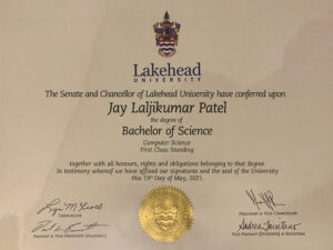 Fake Certificate from Lakehead University Template