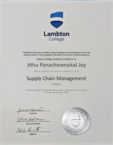 Fake Certificate from Lambton College Template