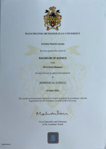 Fake Certificate from Manchester Metropolitan University Template
