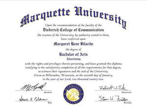 Fake Certificate from Marquette University Template