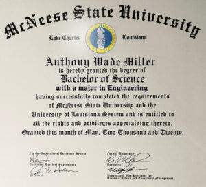 Fake Certificate from McNeese State University Template