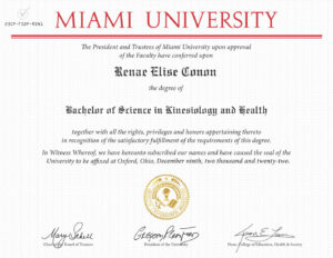 Fake Certificate from Miami University Template