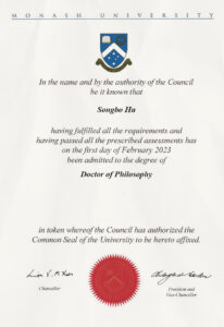 Fake Certificate from Monash University Template