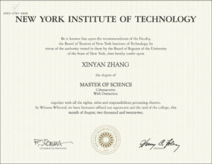 Fake Certificate from New York Institute of Technology University Template