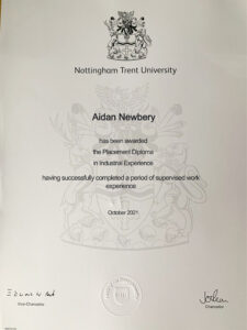 Fake Certificate from Nottingham Trent University Template