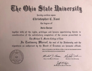Fake Certificate from Ohio State University Template