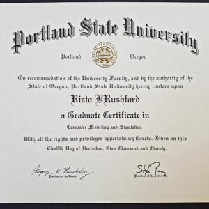 Fake Certificate from Portland State University Template