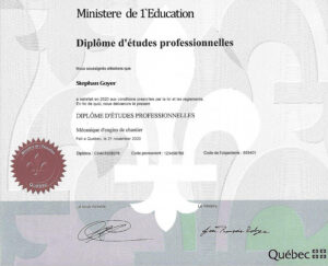 Fake Certificate from Quebec Secondary Schools Template