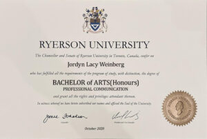 Fake Certificate from Ryerson University Template