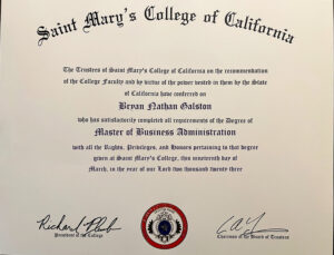 Fake Certificate from Saint Mary’s College Of California Template