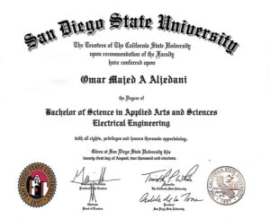 Fake Certificate from San Diego State University Template