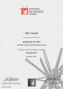 Fake Certificate from Southampton Solent University Template