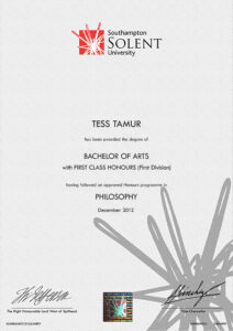 Fake Certificate from Southampton Solent University Template