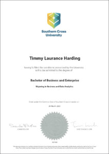 Fake Certificate from Southern Cross University Template