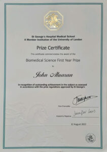 Fake Certificate from St George’s, University Of London Template
