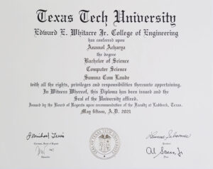 Fake Certificate from Texas Tech University Template
