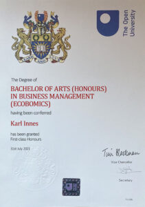 Fake Certificate from The Open University Template
