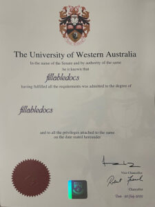 Fake Certificate from The University Of Western Australia Template