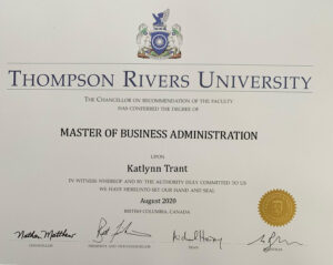 Fake Certificate from Thompson River University Template