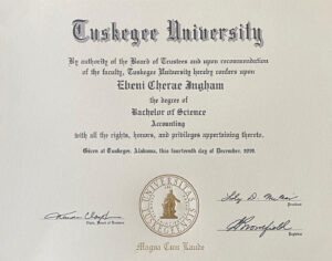 Fake Certificate from Tuskegee University Template