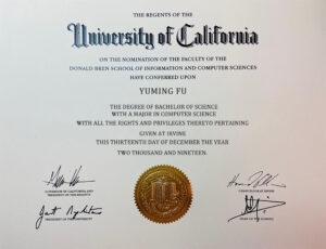 Fake Certificate from UC Irvine University Template