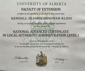 Fake Certificate from University Of Alberta Template