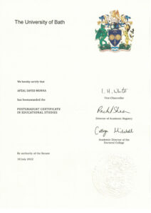 Fake Certificate from University Of Bath Template