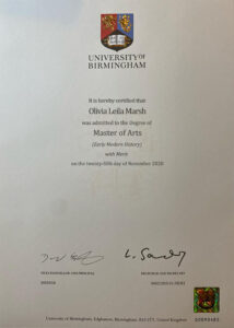 Fake Certificate from University Of Birmingham Template