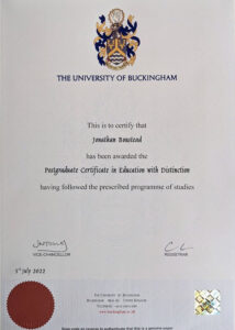 Fake Certificate from University Of Buckingham Template