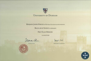 Fake Certificate from University Of Durham Template