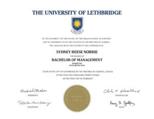 Fake Certificate from University Of Lethbridge Template