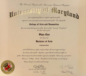 Fake Certificate from University Of Maryland Template