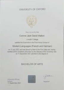Fake Certificate from University Of Oxford Template