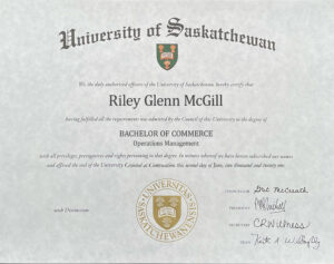 Fake Certificate from University Of Saskatchewan Template