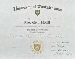Fake Certificate from University Of Saskatchewan Template