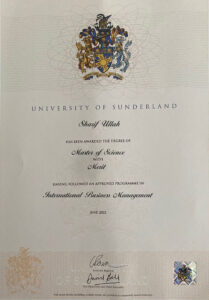 Fake Certificate from University Of Sunderland Template