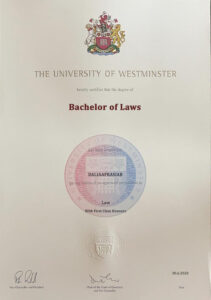 Fake Certificate from University Of Westminster Template