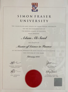 Fake Certificate from University (SFU) Template