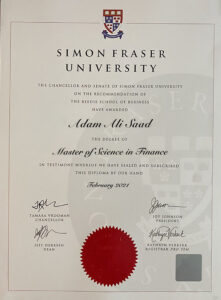 Fake Certificate from University (SFU) Template