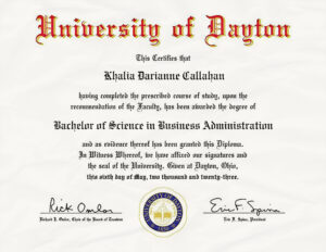 Fake Certificate from University of Dayton Template