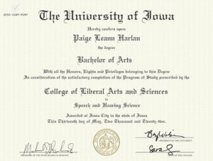 Fake Certificate from University of Iowa Template