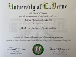 Fake Certificate from University of La Verne Template