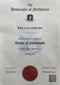 Fake Certificate from University of Melbourne Template
