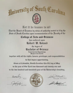 Fake Certificate from University of South Carolina Template