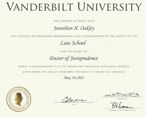 Fake Certificate from Vanderbilt University Template