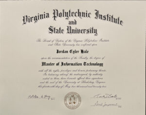 Fake Certificate from Virginia Tech University Template