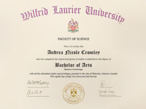 Fake Certificate from Wilfrid Laurier University Template