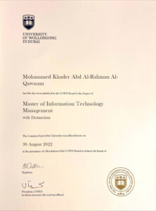 Fake Certificate from Wollongong Dubai University Template