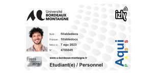 Create University Bordeaux montaigne Student ID Cards with Fillable PSD Templates